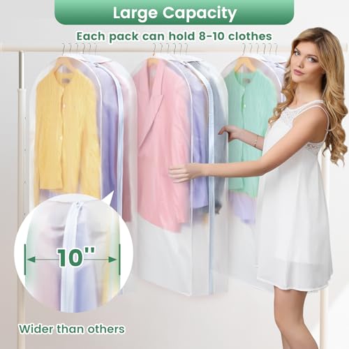 Carbrea 10" Gusseted Garment Bags for Hanging Clothes, 43 inches, 3 Pack
