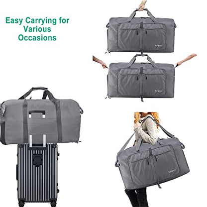 Woogwin Travel Duffel Bag Large Foldable Waterproof Overnight Bag for Beach Swim Bags Pool Sports Gym - color: 100L Grey