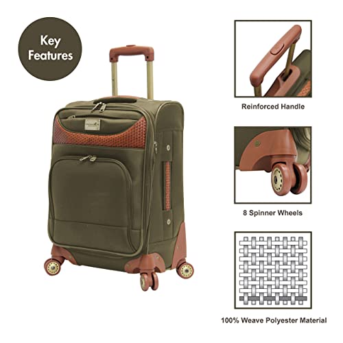 Pathfinder Carry-On Luggage with Spinner Wheels Softside Expandable 20-In Suitcase - color: Olive, size: 20-Inch Carry-On Suitcase
