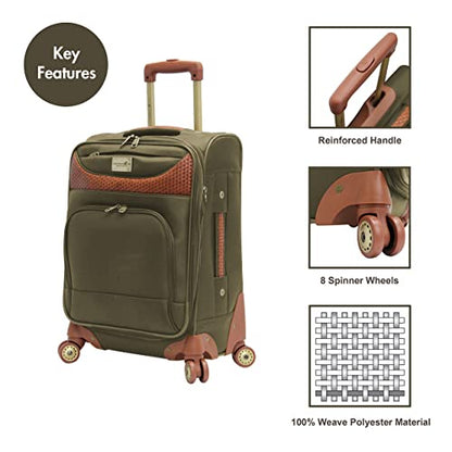 Pathfinder Carry-On Luggage with Spinner Wheels Softside Expandable 20-In Suitcase - color: Olive, size: 20-Inch Carry-On Suitcase
