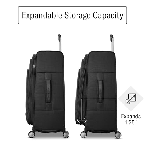 Samsonite UpLIFT Lightweight Large Checked Softside Luggage with Spinner Wheels - Expandable - Airline-Approved, Polyester Soft Suitcase for Ultra Light Travel - Black - color: Black, size: Large Checked