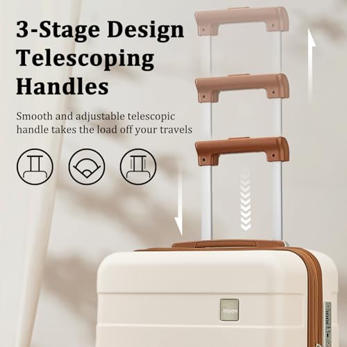 imiomo Hard Shell Luggage Sets 5 Piece for Women, Lightweight Hardside Rolling Suitcase Set with Spinner Wheels and TSA Lock, Beige - color: Beige, size: 5 Piece Set