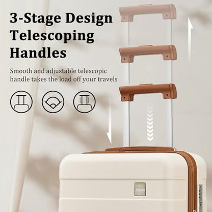 imiomo Hard Shell Luggage Sets 5 Piece for Women, Lightweight Hardside Rolling Suitcase Set with Spinner Wheels and TSA Lock, Beige - color: Beige, size: 5 Piece Set