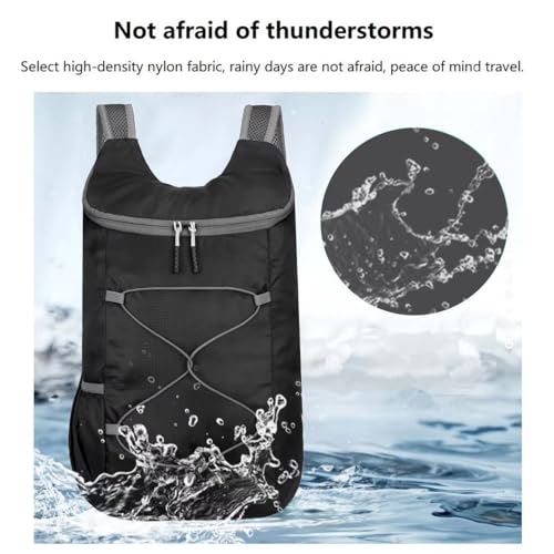 levayhill 16L Foldable Hiking Backpack,Small Packable Daypack, Black & Gray - color: Black&gray