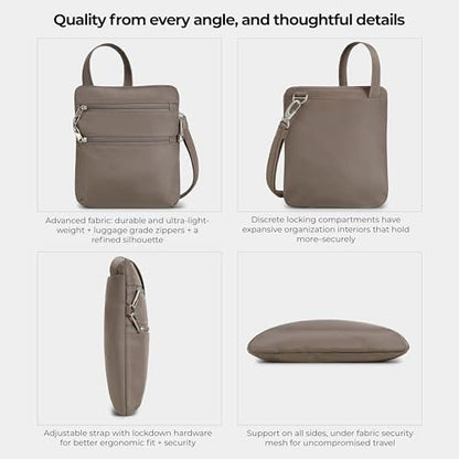 Travelon Anti-theft Classic Slim Double Zip Crossbody - color: Hazelnut