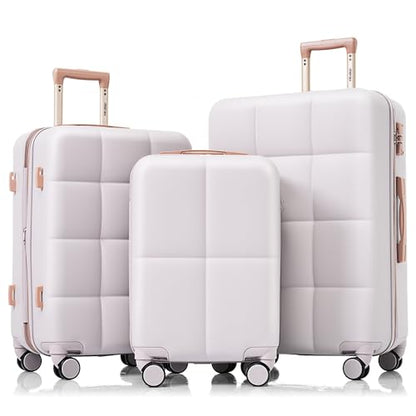 Hard Shell Suit case with Spinner Wheel Lightweight TSA Lock - color: gray(horizontal stripe), size: 20/24/28 Inch