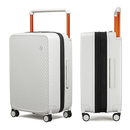 mixi Large Capacity Expandable Luggage Suitcases With Spinner Wheels,Upgrade Wide Handle PC Hardshell Rolling Travel Suitcase with TSA Lock, Checked-Medium 24-Inch, Smoke White - color: Smoke White, size: 24-inch Expandable