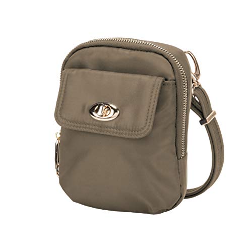 Travelon Anti-Theft Tailored Crossbody Phone Pouch - color: Sable