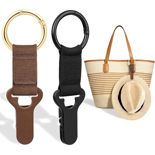 Niveaya Hat Clip for Travel on Bag, Strong Clip Secure Hold, 2 Pack - color: 2pcs Black+brown
