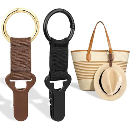 Niveaya Hat Clip for Travel on Bag, Strong Clip Secure Hold, 2 Pack - color: 2pcs Black+brown