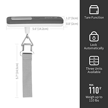 pack all Digital Luggage Scale for Travel, 110Lbs Capacity, 0.1Lb Precision - color: Grey