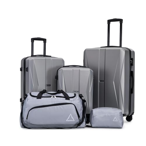 20/24/28 Inch Hardshell Suitcase Set, ABS Luggage Set with TSA Lock 5 Piece - color: Grey