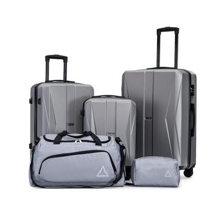 20/24/28 Inch Hardshell Suitcase Set, ABS Luggage Set with TSA Lock 5 Piece - color: Grey