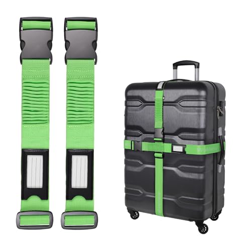 Luggage Straps for Suitcases, Stretchable TSA Approved Suitcase Connector Straps, Heavy Duty Luggage Attachment Belt, Adjustable Suitcase Strap Belt 2 Pack