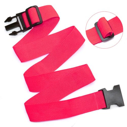 Luggage Straps Travel Belt Multiple Suitcases Connector, 2 Pack Hot Pink - color: 2Pcs Rose