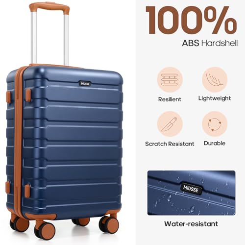 Carry on Luggage, Suitcase Set 3Piece with Backpack YKK zippers - color: Navy Blue
