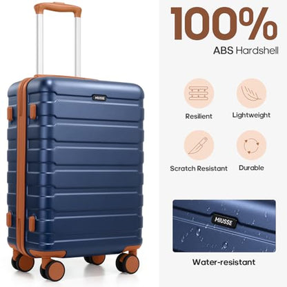 Carry on Luggage, Suitcase Set 3Piece with Backpack YKK zippers - color: Navy Blue