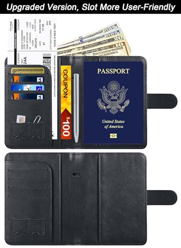 LOHASLIFE Passport Holder for Travel, Rfid Blocking Passport Cover Wallet - color: 120#Black