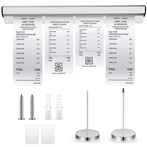 16/18/24/36" Restaurant Ticket Holder Set with 2 Spikes,18 Inch,No Slot | Aluminum Check Rail, Sliding Grip, Adhesive or Screw Mounting, Organizes Orders for Commercial Kitchens Cafes and Food Trucks - size: 18 Inch, style: No Slot