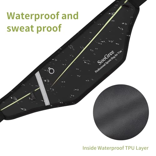 SooGree Slim Running Belt Fanny Packs for Women Men,Water Bottle Holder Hydration Fanny Pouch,Waterproof Sport Waist Pack with Reflective Strip,Runner Belt Bag for Running Cycling Camping Gym (Black) - color: Fullblack
