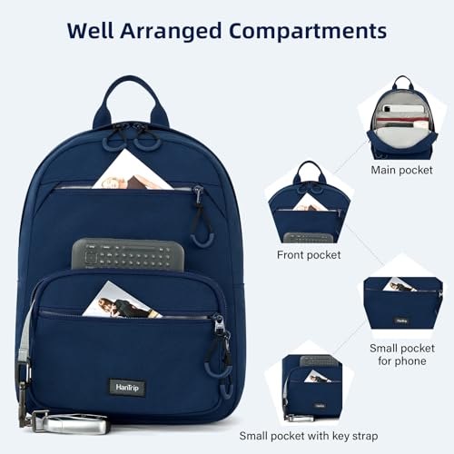 HanTrip 13 Inch Mini Small Travel Backpack Cary on For Women Men, Navy Blue - color: Navy Blue, size: 13 Inch