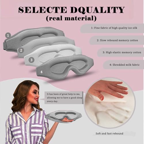 3D Sleep Mask, Breathable 3D Eye Mask for Sleeping, Light Blocking 3D Contoured Eye Cover with Adjustable Strap, 3D Memory Foam Night Blindfold for Men Women(Gray, with 2 Earplugs) - color: Argent