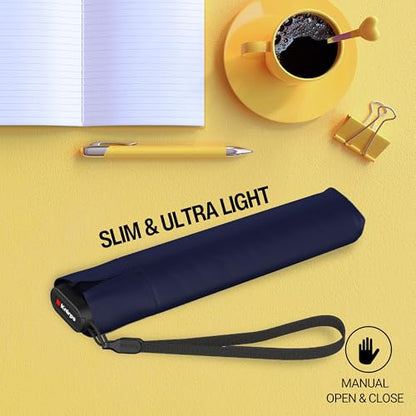 Knirps US.050 Ultra Light Pocket Size Manual Rain Umbrella with Carrying Case - color: Navy UV Protection
