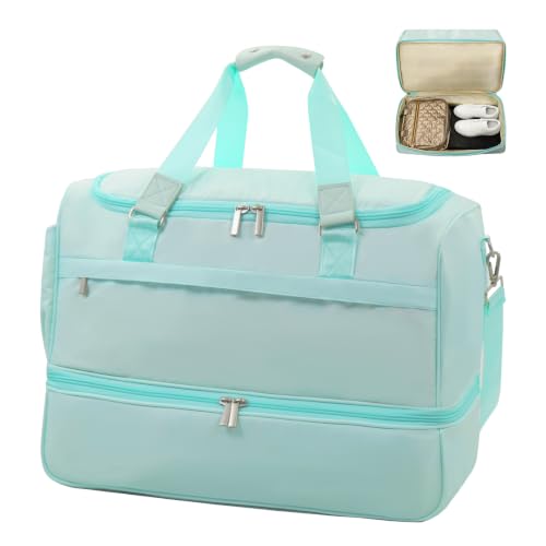 Travel Duffle Bag for Women, Carry-On Weekender with Shoe Compartment - color: Blue