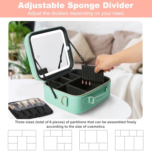 Mocado Travel Makeup Bag with Mirror Travel Makeup Organizer Makeup Case - color: Powdery Green