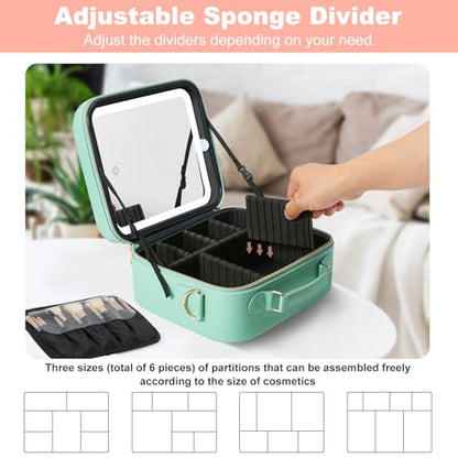 Mocado Travel Makeup Bag with Mirror Travel Makeup Organizer Makeup Case - color: Powdery Green