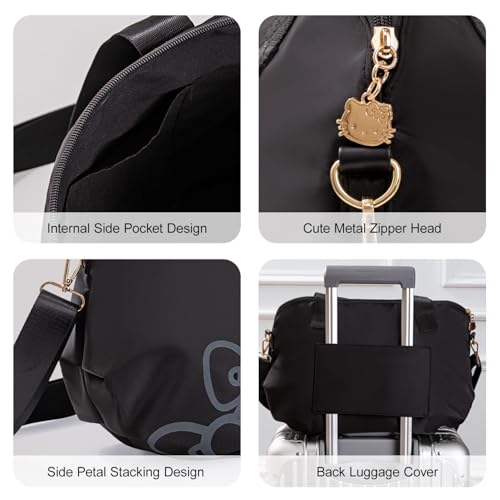 Vimanllie Travel Bag Large Waterproof Weekender Tote Bags for Women with Shoulder Strap, Polyester Luggage Sleeve Overnight - color: 3-black and White