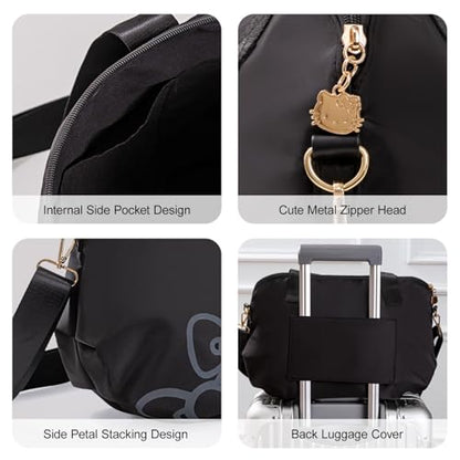 Vimanllie Travel Bag Large Waterproof Weekender Tote Bags for Women with Shoulder Strap, Polyester Luggage Sleeve Overnight - color: 3-black and White