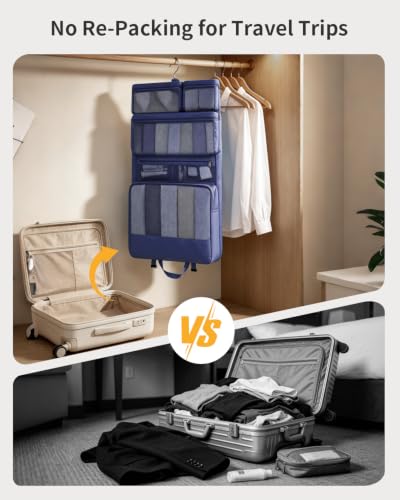 ECOHUB Hanging Travel Closet Portable Luggage Organizer Packing Bag,Blue - color: Blue