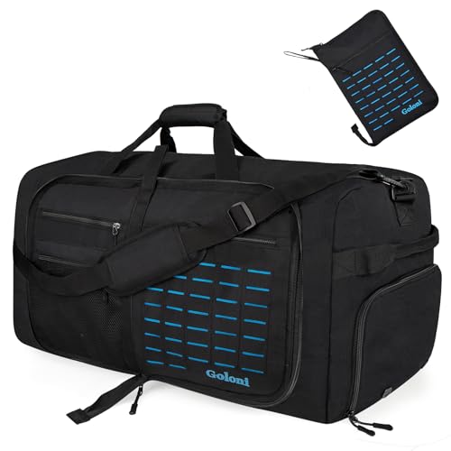 Goloni 120L Foldable Duffle Bag for Travel, Large Durable Travel Duffel Bag - color: Black, size: 120L