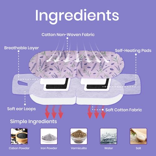 LANNA Heated Steam Eye Mask, Disposable 120 Minutes, Lavender Scent 10 Pcs - color: Lavender Scent, size: 10 Eye Masks