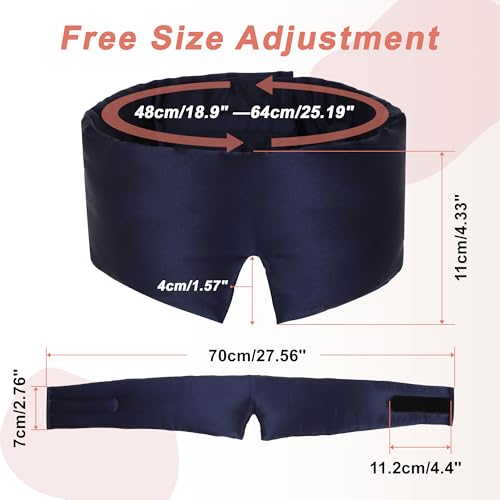 VOCOSTE 3D Pure Silk Sleep Mask with Travel Pouch, Navy Blue - color: Navy Blue