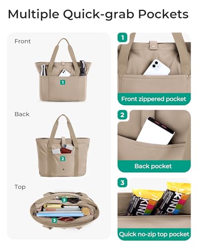 BAGSMART Tote Bag for Women, Foldable Tote Bag With Zipper Travel Shoulder Bag Handbag for Work - color: Cherry Red