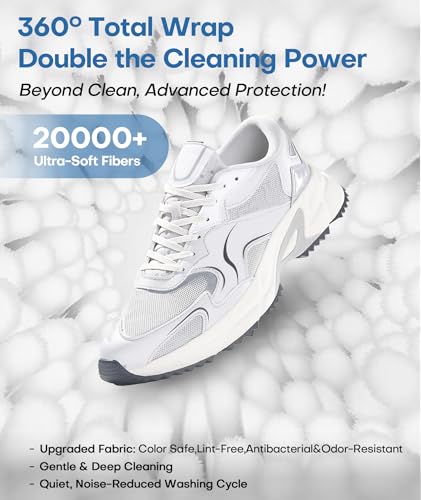 3-IN-1 Laundry & Shoe Washing Machine Bag : Laundry Shoe Bag for Washer & Dryer,Shoe Cleaning Bag for Sneakers,Tennis,Self-locking Zipper & Microfiber,Include 3 Laundry Bag & 2 Shoe Bag (White 2PC) - color: White 2PC