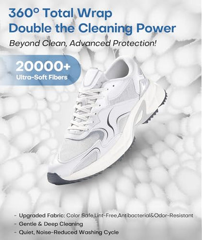 3-IN-1 Laundry & Shoe Washing Machine Bag : Laundry Shoe Bag for Washer & Dryer,Shoe Cleaning Bag for Sneakers,Tennis,Self-locking Zipper & Microfiber,Include 3 Laundry Bag & 2 Shoe Bag (White 2PC) - color: White 2PC