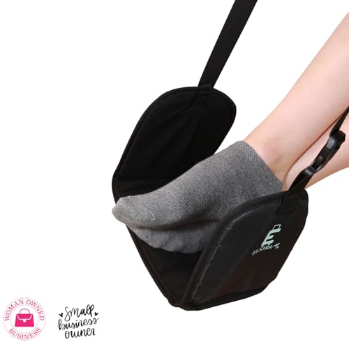 Luxury Airplane Foot Hammock - Removable Base & 60D Premium Memory Foam Footrest for Travel, Office, Gaming & Train - No Foot Clashing, Adjustable, Waterproof, Pouch + Stick-On Guide Included