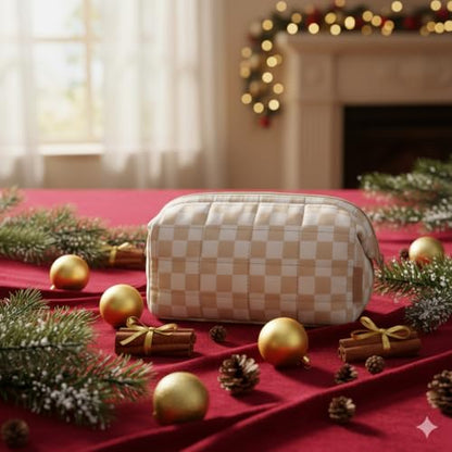 BAGSMART Makeup Bag Travel Toiletry Bag, Zipper Pouch, Checkered Khaki - color: 11-Checkered Khaki