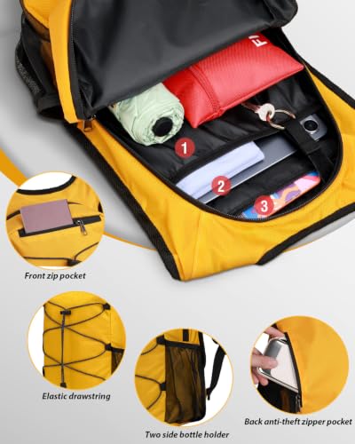 MOKURA 15L Small Hiking Backpack for Men Women, Lightweight Daypack, Yellow - color: Yellow