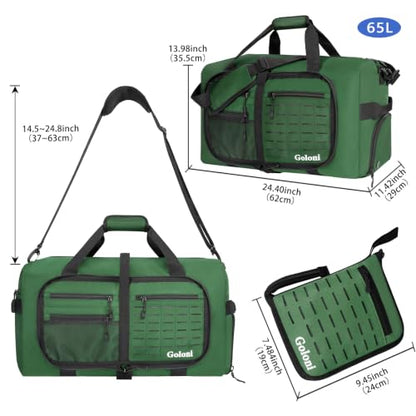 Goloni 65L Foldable Duffle Bag for Travel, Large Durable Travel Duffel Bag - color: Green
