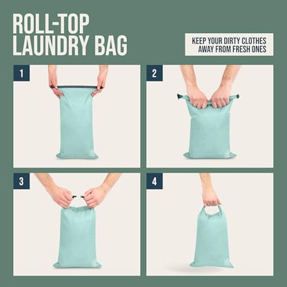 TRIPPED Travel Gear Large Compression Packing Cubes 7-Piece Set for Travel - color: DustyTeal/White