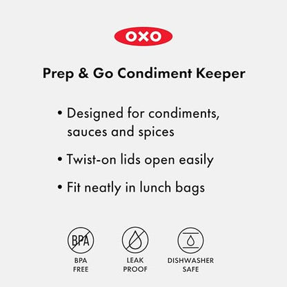 OXO Good Grips Prep & Go Leakproof Condiment Container - 2 oz, Ocean Blue - color: Ocean Blue, style: Condiment Keeper - 3 Pack