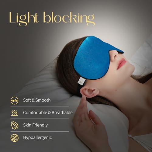 ZIMASILK Adjustable 100% Mulberry Silk Sleep Mask - color: 1 Pack - Methyl Blue