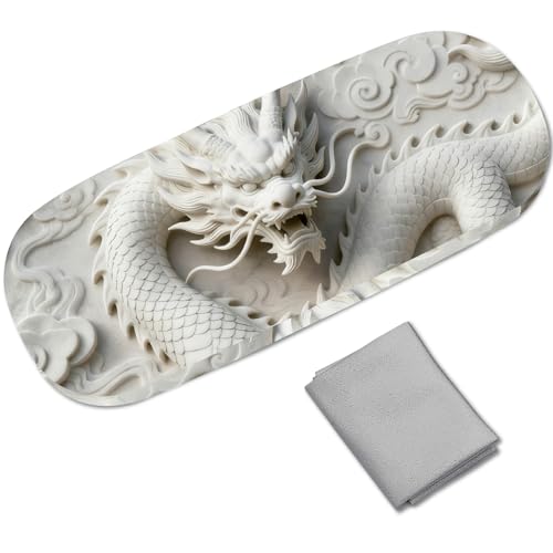 CREATCABIN Glasses Case Hard Shell Leather Eyeglasses Cases Sunglasses Holder Portable Travel Spectacle Pouch Storage Clamshe - style: Dragon