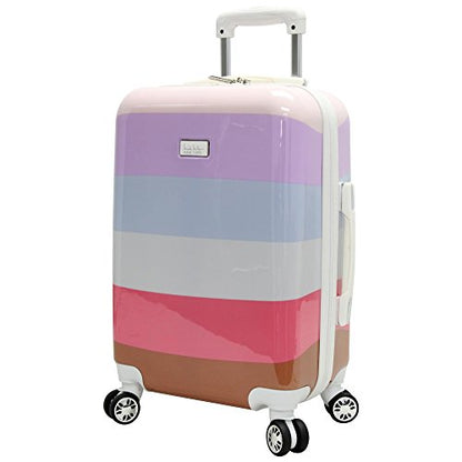 Nicole Miller New York Rainbow Luggage Collection - 24 Inch (ABS+PC) Hardside Mid-size Checked Suitcase - Durable Lightweight Bag with 8-Rolling Spinner Wheels (Rainbow Lavender)… - size: 24 in