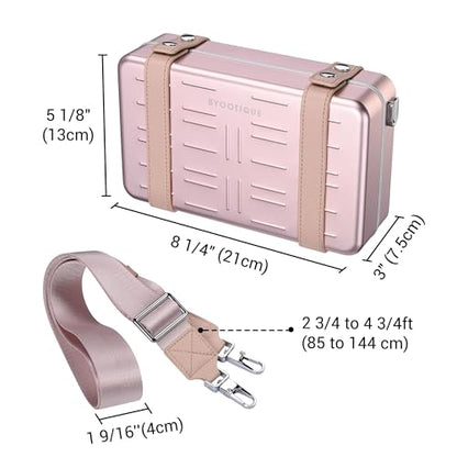BYOOTIQUE Aluminum Hard Shell Purse with Strap Cosmetic Makeup Case Travel - color: Pink
