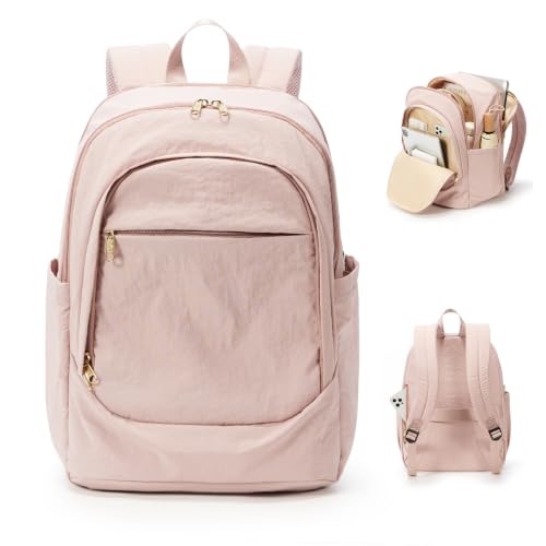 Laptop Backpack for Men Women, Anti-Theft Lightweight Travel Daypack, Multi-Compartment Work School Bag - color: Lotus Pin
